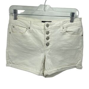 Jessica Simpson Womens Jean Shorts Button Fly Cuffed Vintage High Waist White 28